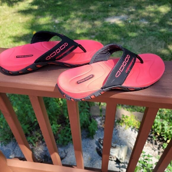 Stone Canyon Red Black Flip Flop Sandals Size 6 - Picture 5 of 9